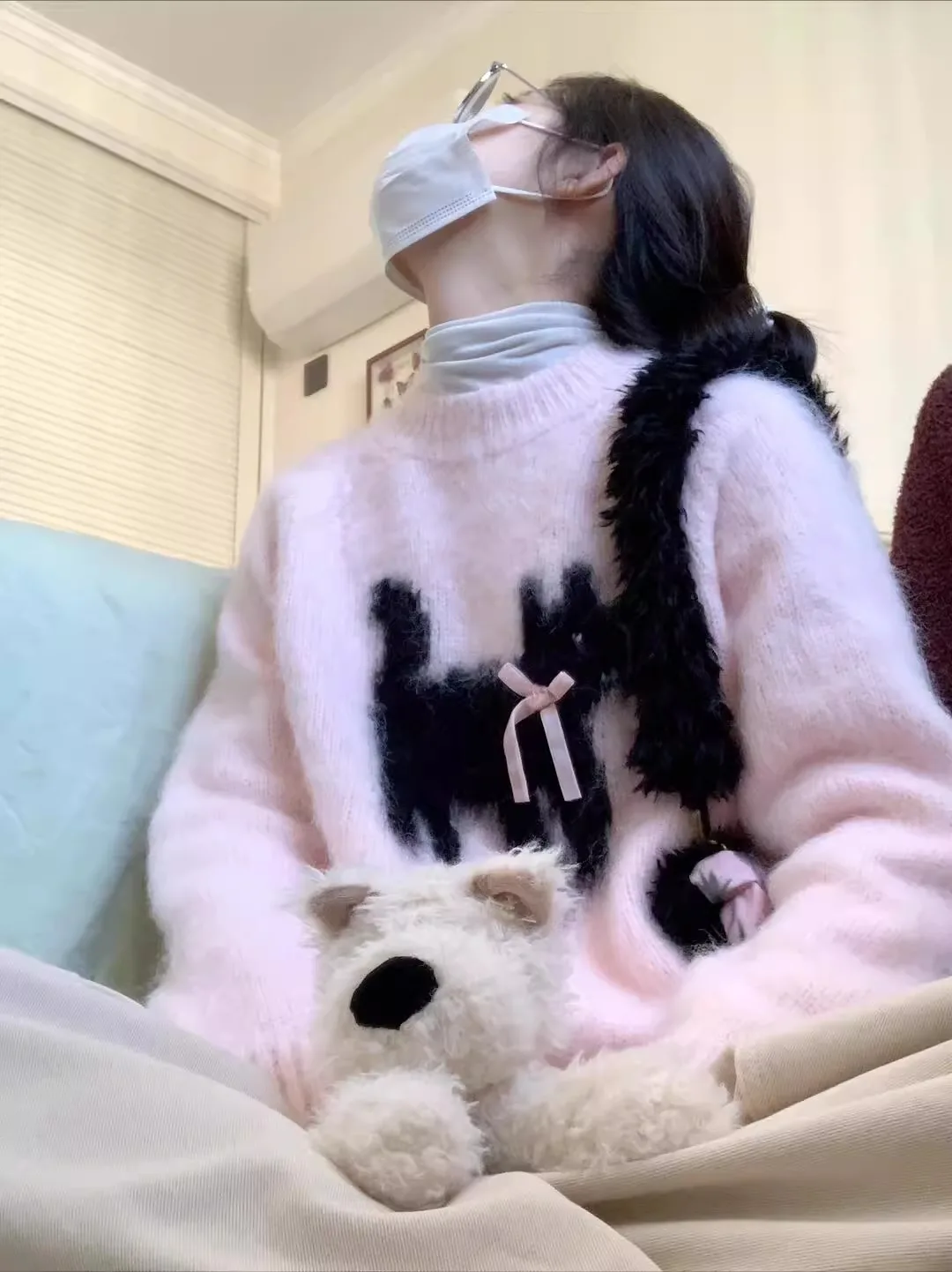 

Женский вязаный свитер: новая модель осенне-зимнего сезона, утепленный, с мультяшным дизайном, теплый, с круглым вырезом, с длинными рукавами