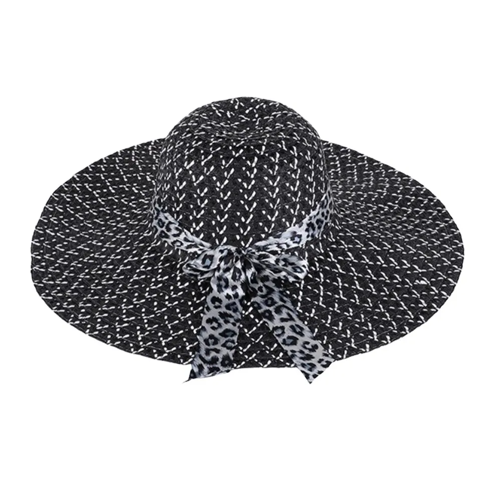 

Fashion Big Brim Summer Sun Hat Sun Protection Breathable Beach Cap Casual Bowknot Panama Cap Travel