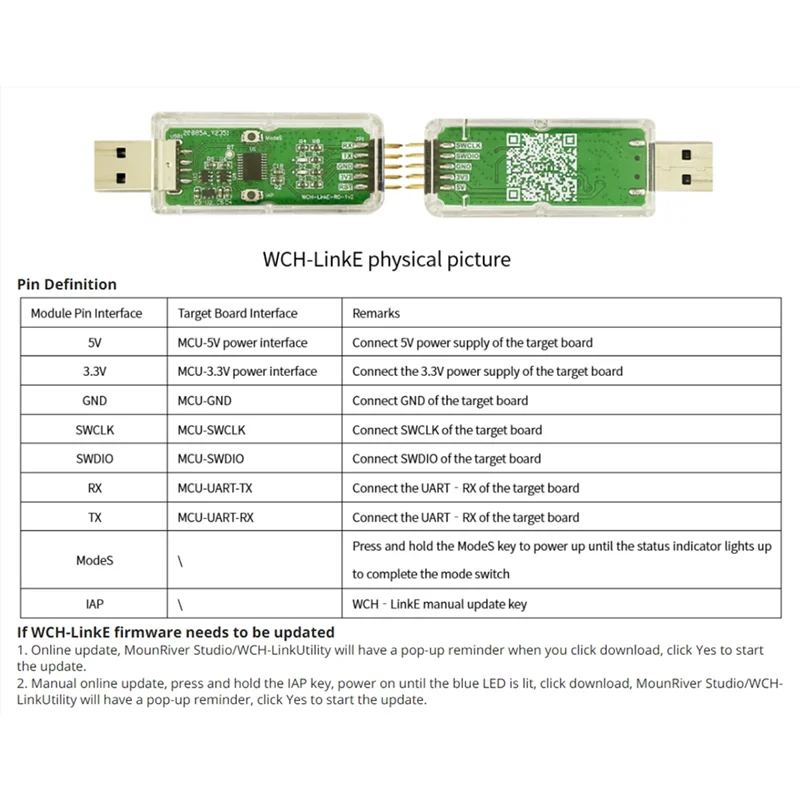 2Pcs WCH-Linke Online Download Debugger Support WCH RISC-V Architecture MCU/SWD Interface 1 Serial Port To USB Channel