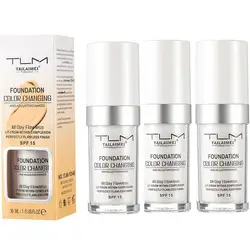 1/2/3PCs Color Changing Foundation, Temperature Liquid Foundation Naturally Blends Moisturizing Foundation Makeup Waterproof