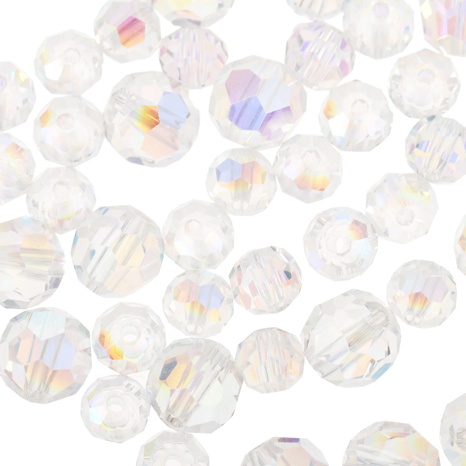

60 Pcs Ab Color Beads Glass Transparent Jewelry Making Crafts Bulk Loose Charm Assorted Diy Necklace Bracelet Pendant Home Decor
