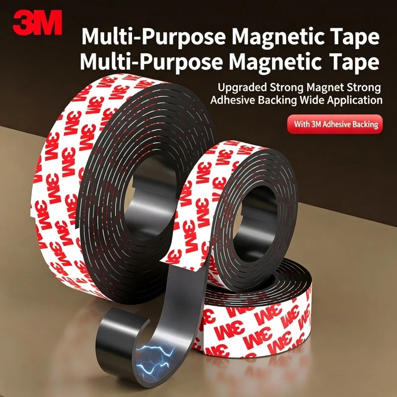 3M Back Adhesive Magnetic Adhesive Tape Strong Self-adhesive Soft Magnetic Strip Tape Dual-Sided Magnetic Strip for Teaching Aid