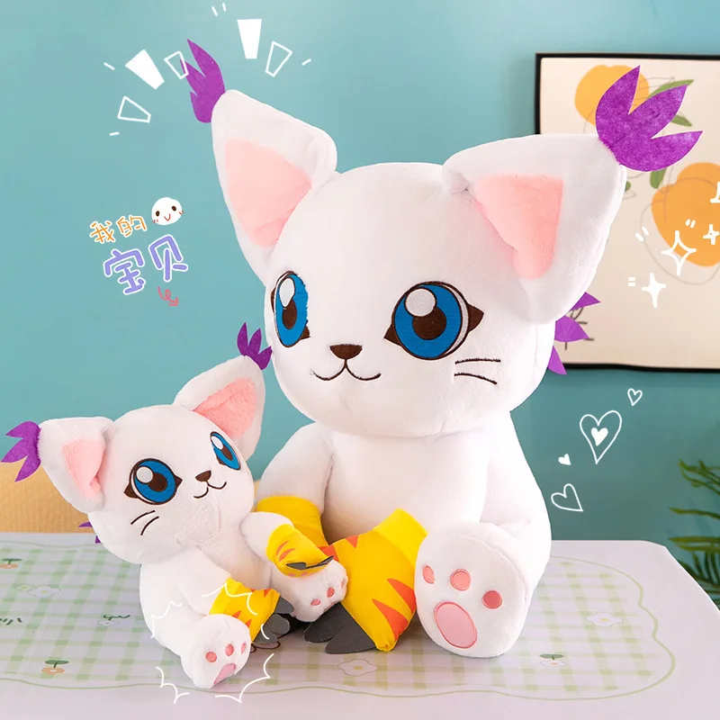 Anime Cartoon Plush Dolls Digital Monster Tailmon Gatomon Doll Soft Stuffed Animals Kawaii Room Decor Cute Birthday Toy Gift