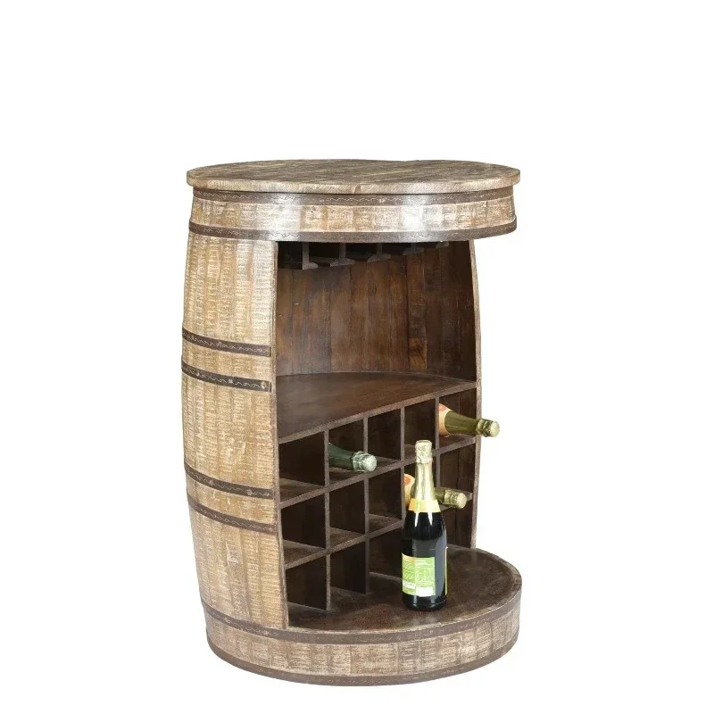 Country Cask Wine Rack Handmade Bottle Storage with Vintage Charm
