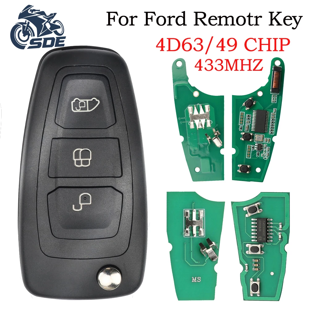 

SDE 3BTN Car Remote Flip Key For Ford Tourne Transit GK2T-15K601- AB /AA 433.92MHz FSK Pro ID49 Chip : A2C94379403