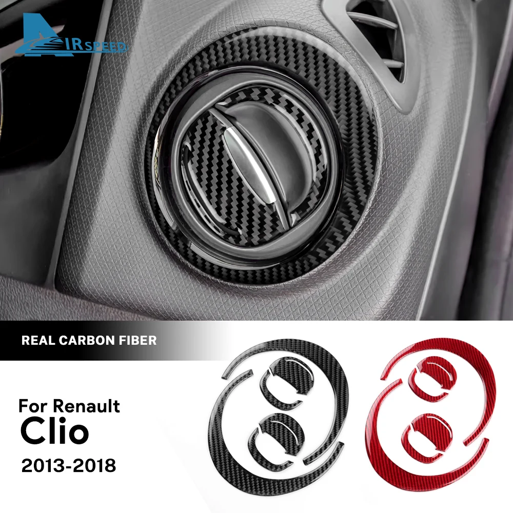 Autocollant en Fiber de carbone souple, pour Renault Clio 4 2013 2014 2015 2016 2017 2018, LHD RHD, côtés de la Console centrale, garniture de cadre de sortie