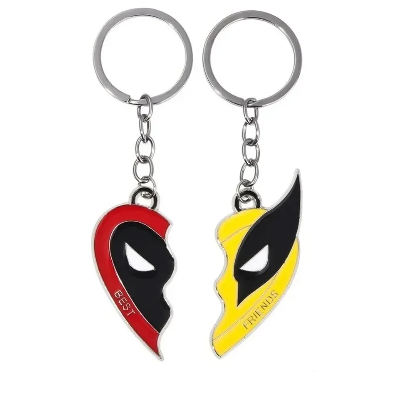 Marvel Movie Deadpool & Wolverine Necklace Best Friends Set Split Heart Matching Pendant Cute Keychain Couple Accessories Gift