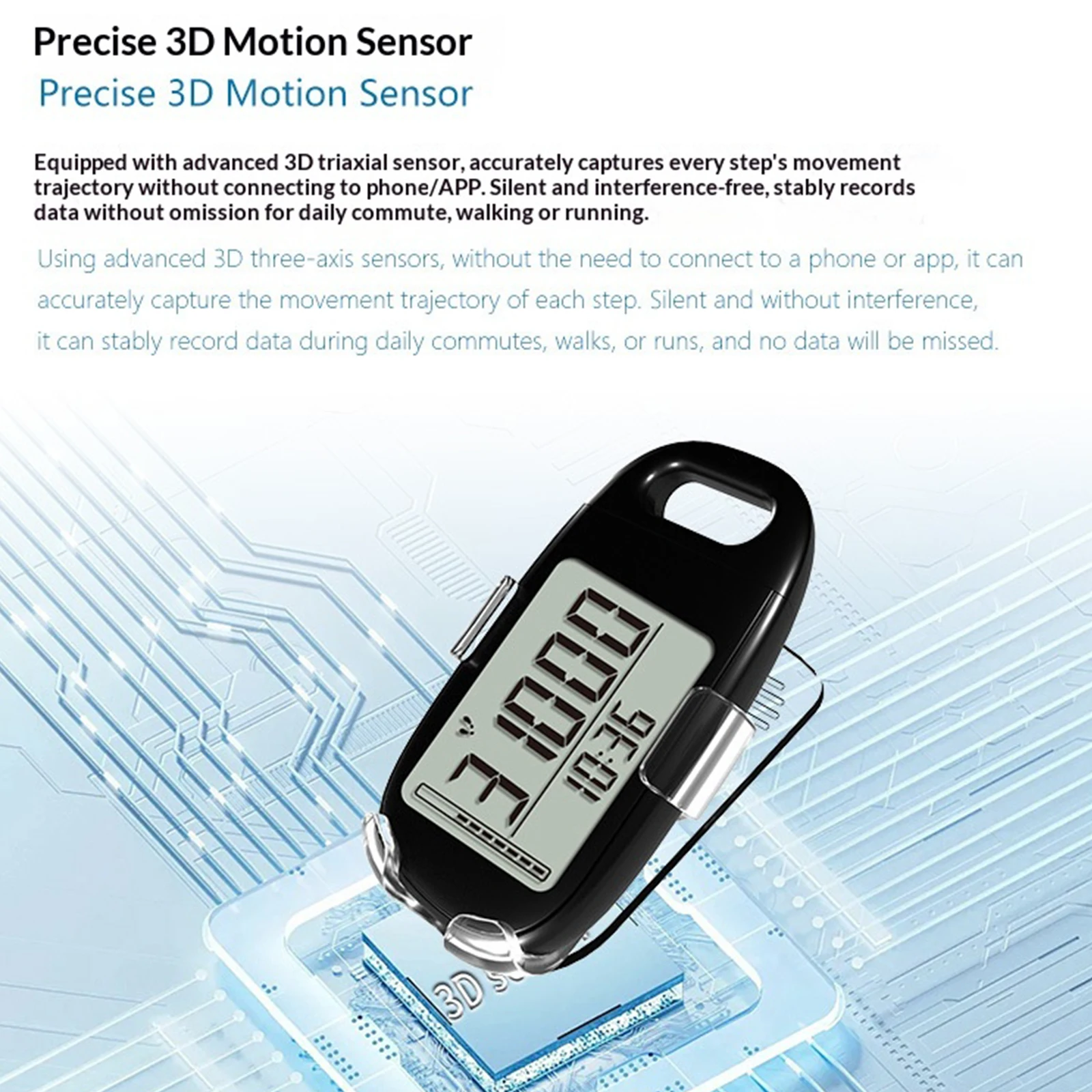 3In1 Accurate Step Tracker with Lanyard Waist Clip Exercise Counter Large Screen Pedometer Odometer for Walking Steps Counter