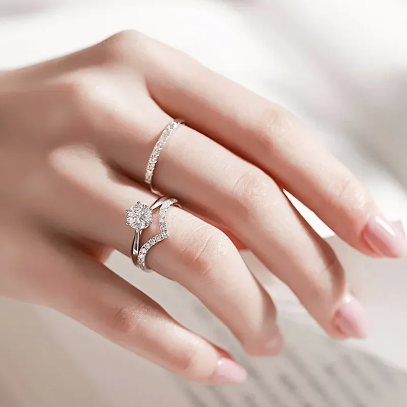 V shaped geometric open end ring crafted in copper with pavé set zircon stones offering minimalist light luxury aesthetic design