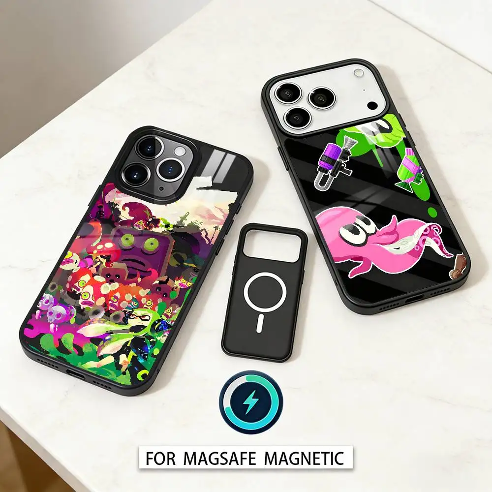 

S-Splatoon 3 Game Phone Case Magnetic For iPhone17 16 15 14 13 12 Pro Max For Magsafe Wireless Charging Cover