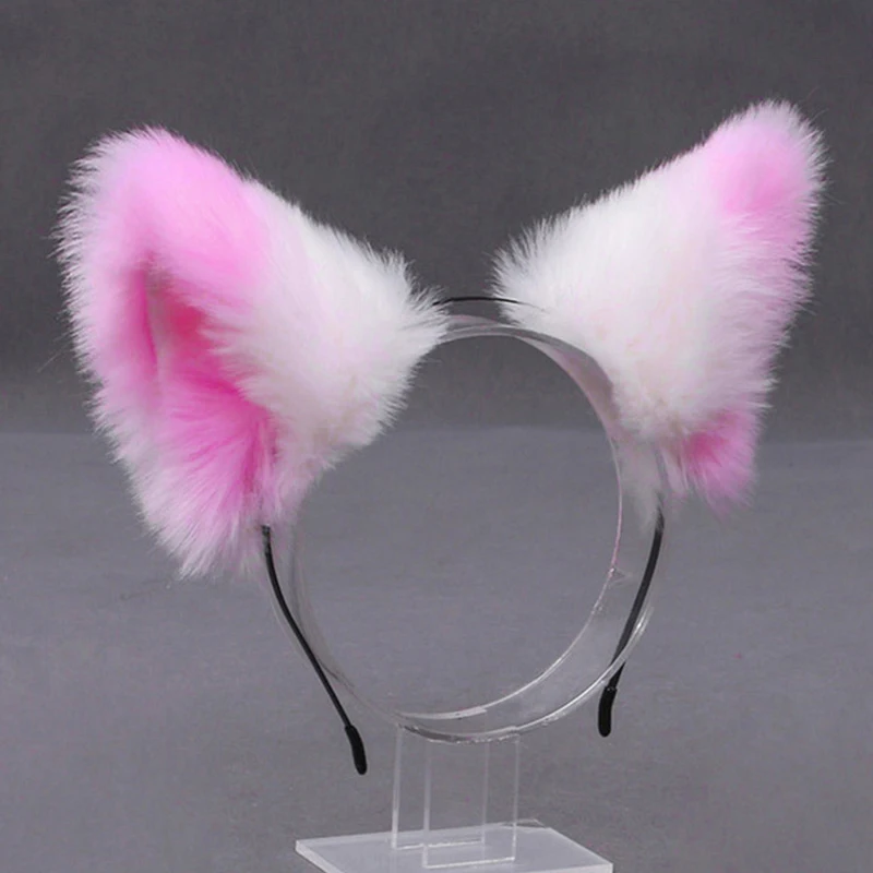 Faux Fur Cat Ear Hair Hoop para Mulheres, Plush Headbands, Handmade Cosplay Costume, Acessórios para Cabelo, Meninas Hairwear