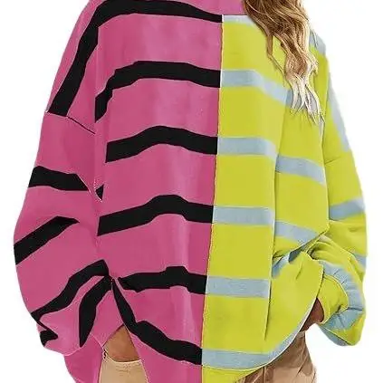 MLKSSJ 2024 Wi 독립 스테이션 베스트셀러 가을 겨울 신상 크로스 스트라이프 니트 롱 스웨트 후디 여성 패션