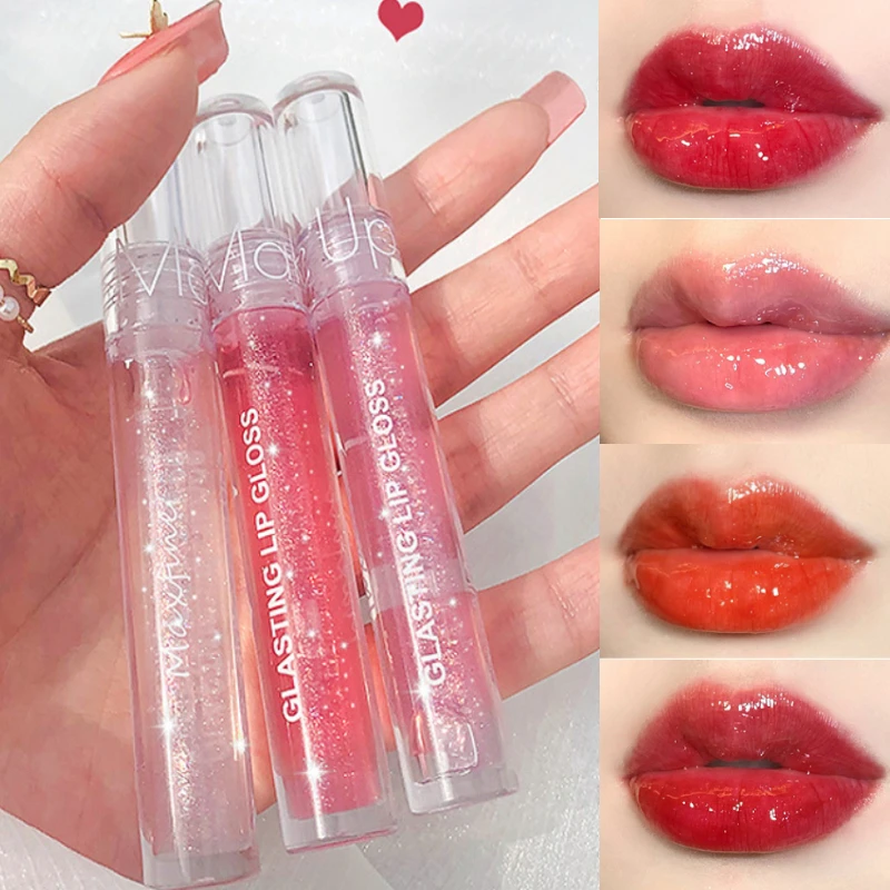 

Mirror Water Lip Gloss Lip Glaze Transparent Glass Lip Oil Waterproof Liquid Lipstick Lipgloss Lips Cosmetics 4 Colors TSLM1