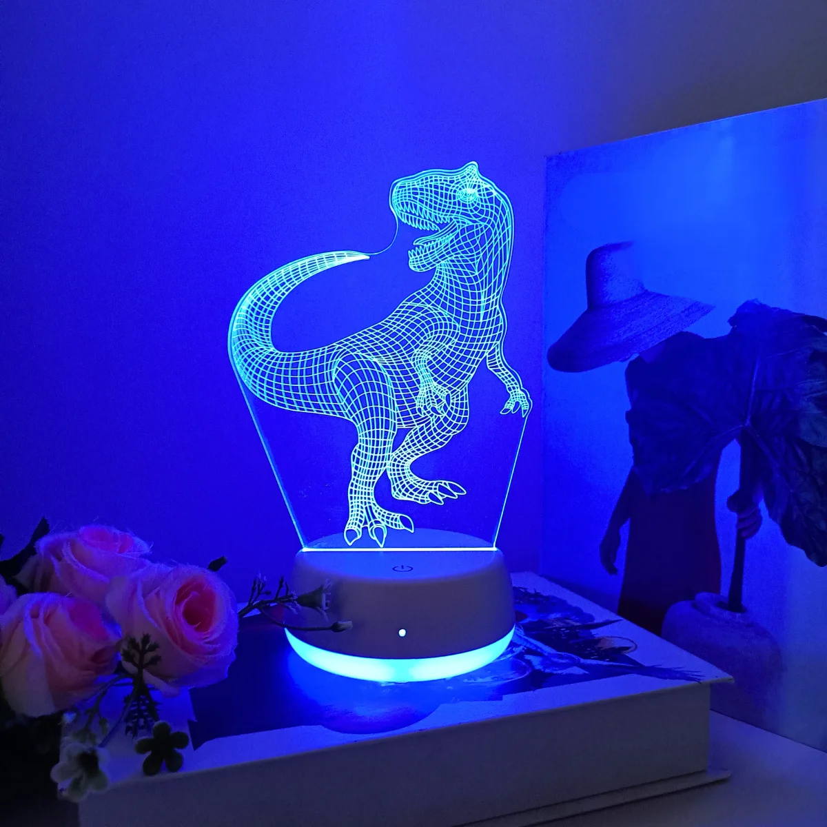 1pc Mighty Dinosaur 3D Night Light, Dinosaur Shaped Night Light, USB Powered, Suitable for Multiple Scenarios, Uniform Lighting.