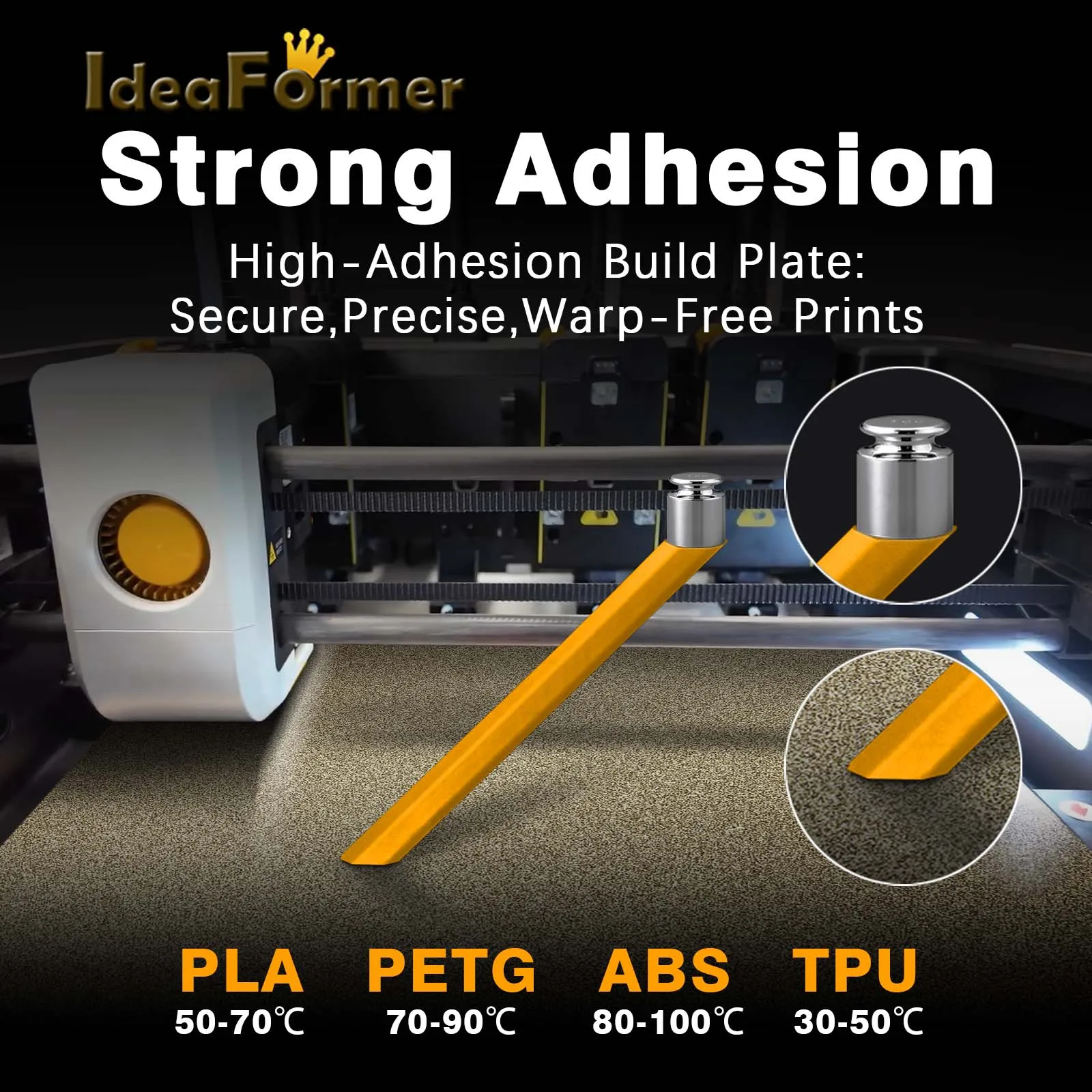 Pei Bauplatte für Snapmaker U1 276 x 293 mm Verdickung Super Adhension Platte Federstahl PEI Bett für Snapmaker U1 3D-Drucker