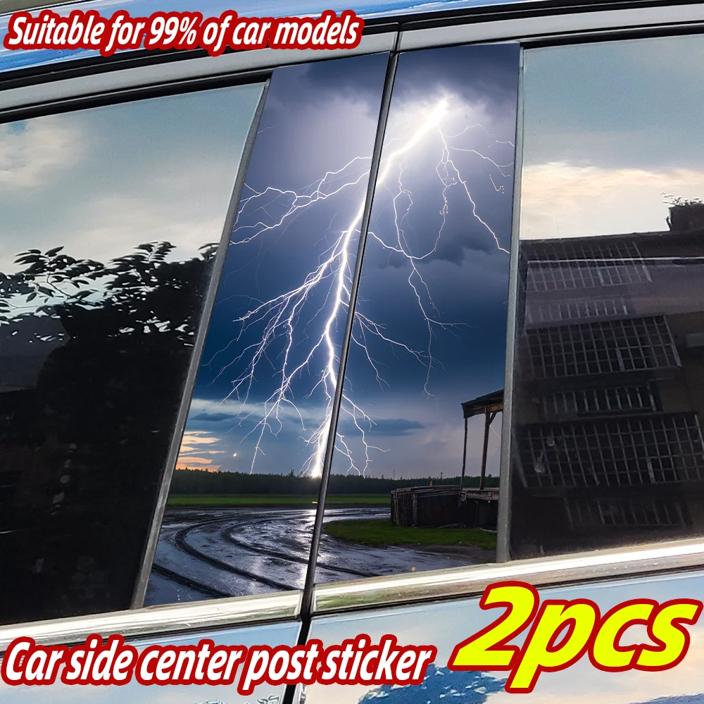 

Cool Lightning Car Stickers Funny Auto B Pillar Waterproof Decor Cover Scratches Car Doors Pillar Sunscreen Decals Accessories