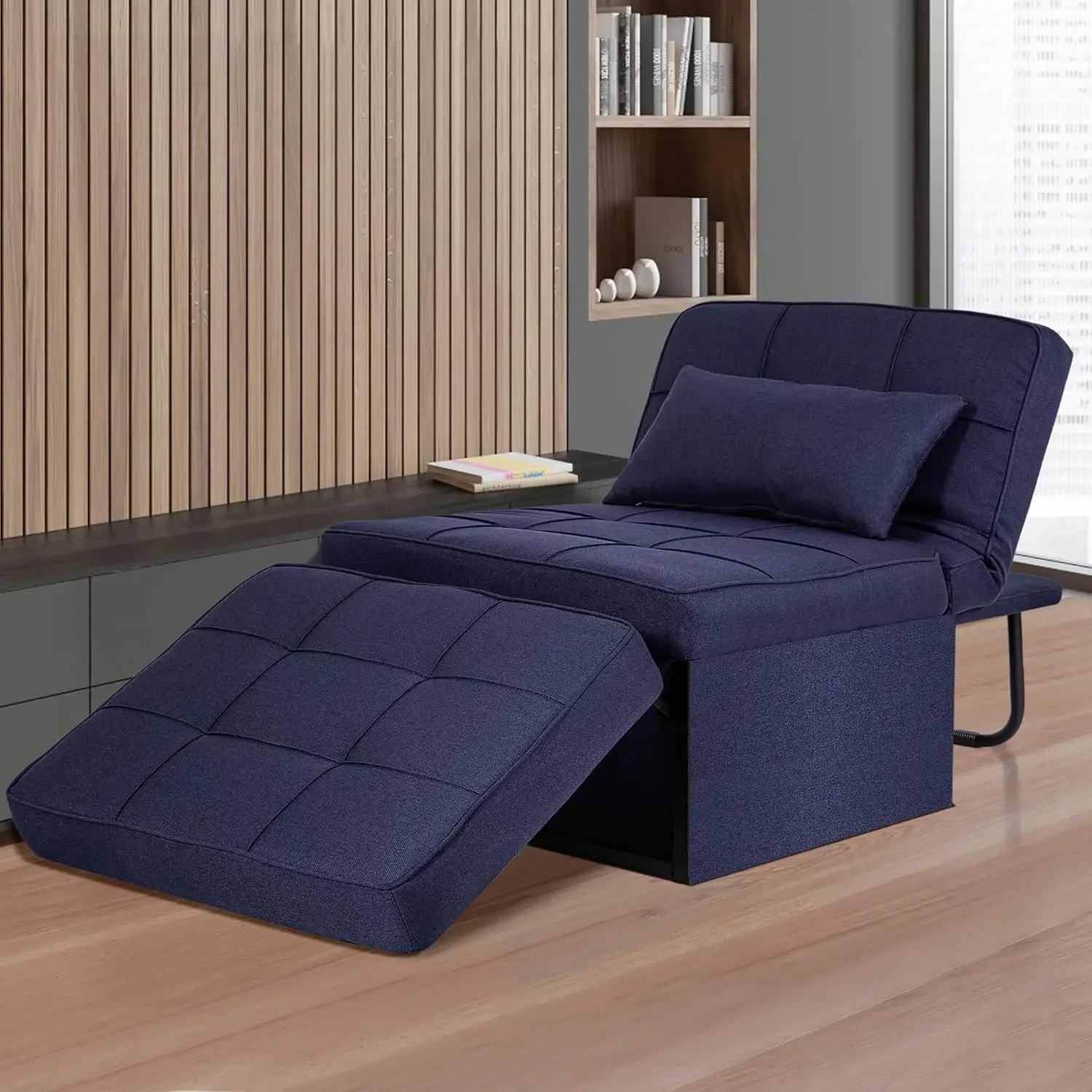 Convertible Sofa Bed, 4 in 1 Multi-Function Folding Ottoman Bed with Adjustable Backrest, Modern Pull Out Sleeper Chair