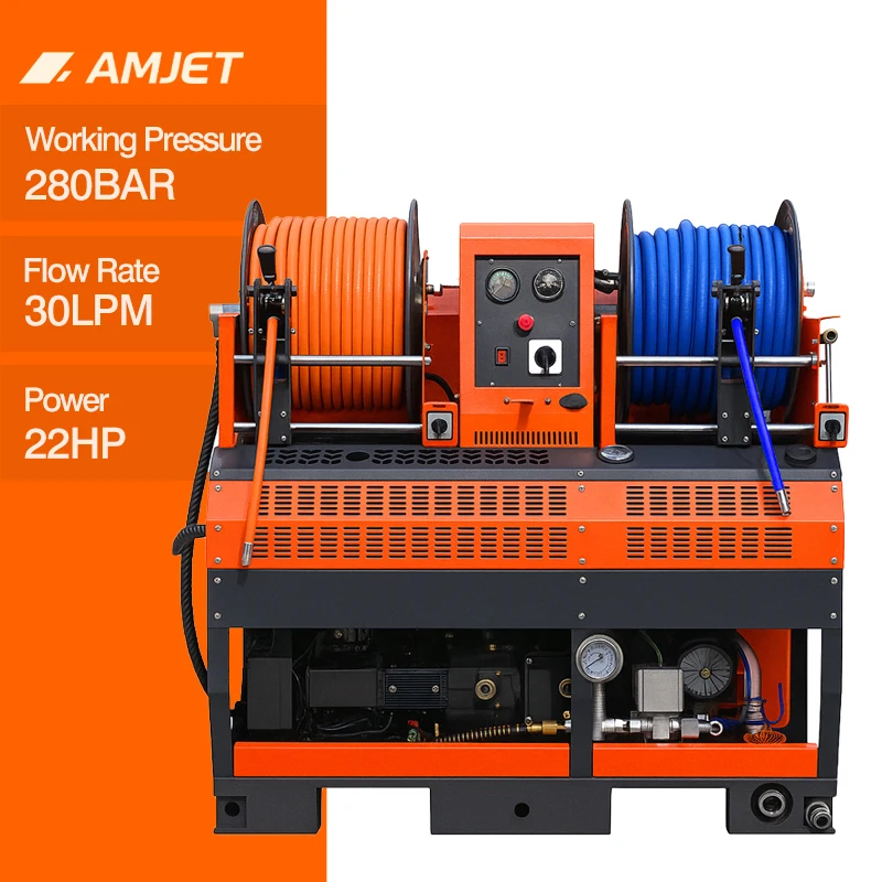 Sewer Cleaning Machine  8gpm High Pressure Sewer Cleaners 22HP Water Jetter Drain Cleaning Machine