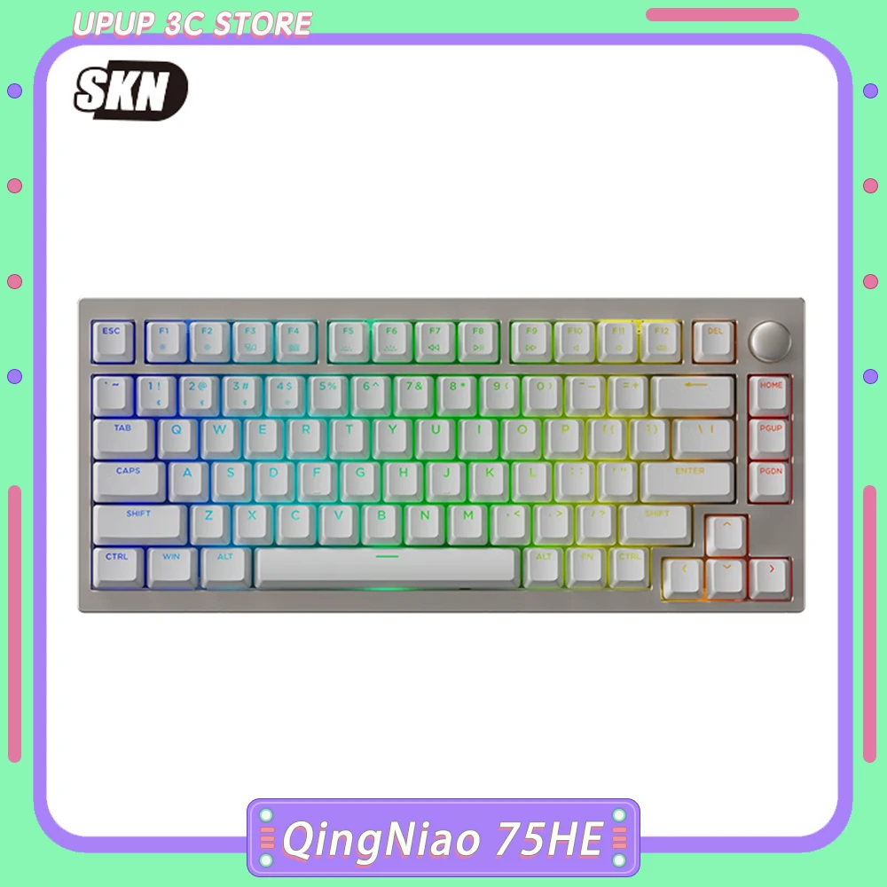 

SKN QingNiao 75HE Magnetic Switch Keyboard Three Mode RGB Customize Gasket 81keys Wireless Gaming Keyboard Hot Swap PC Gamer