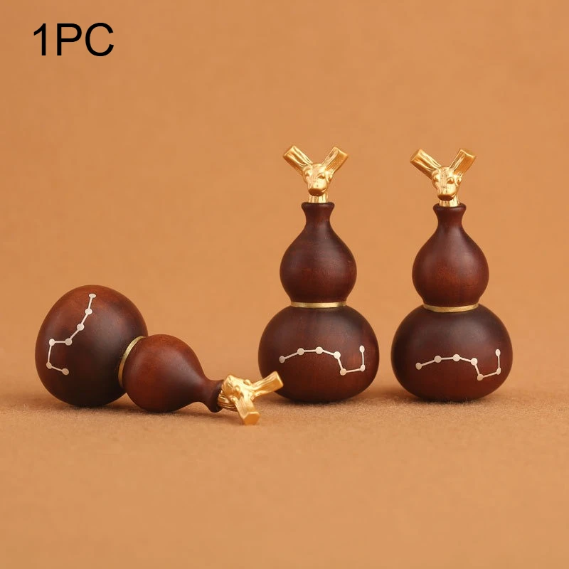 Lightning Strike Jujube Wood Dragon Head Gourd Inlaid With Brass Can Be Installed With Cinnabar Seven Star Small Gourd Portable