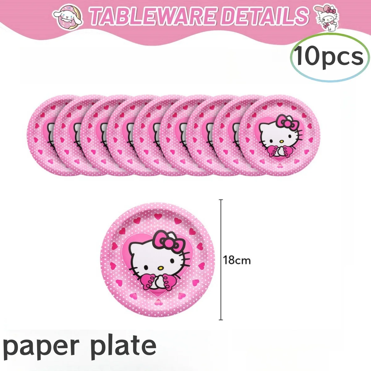 Hello Kitty Birthday Party Decorations Kawaii Cat Tableware Plate Tablecloth Baby Shower DIY stickers Girls Gifts Party Supplies