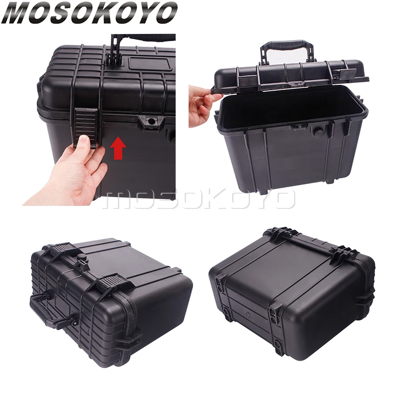 For Harley M8 Softail Tool Box ABS Plastic Storage Toolbox Tool Case Outdoor Suitcase W/ Side Rail Guard Signal Light Taillight