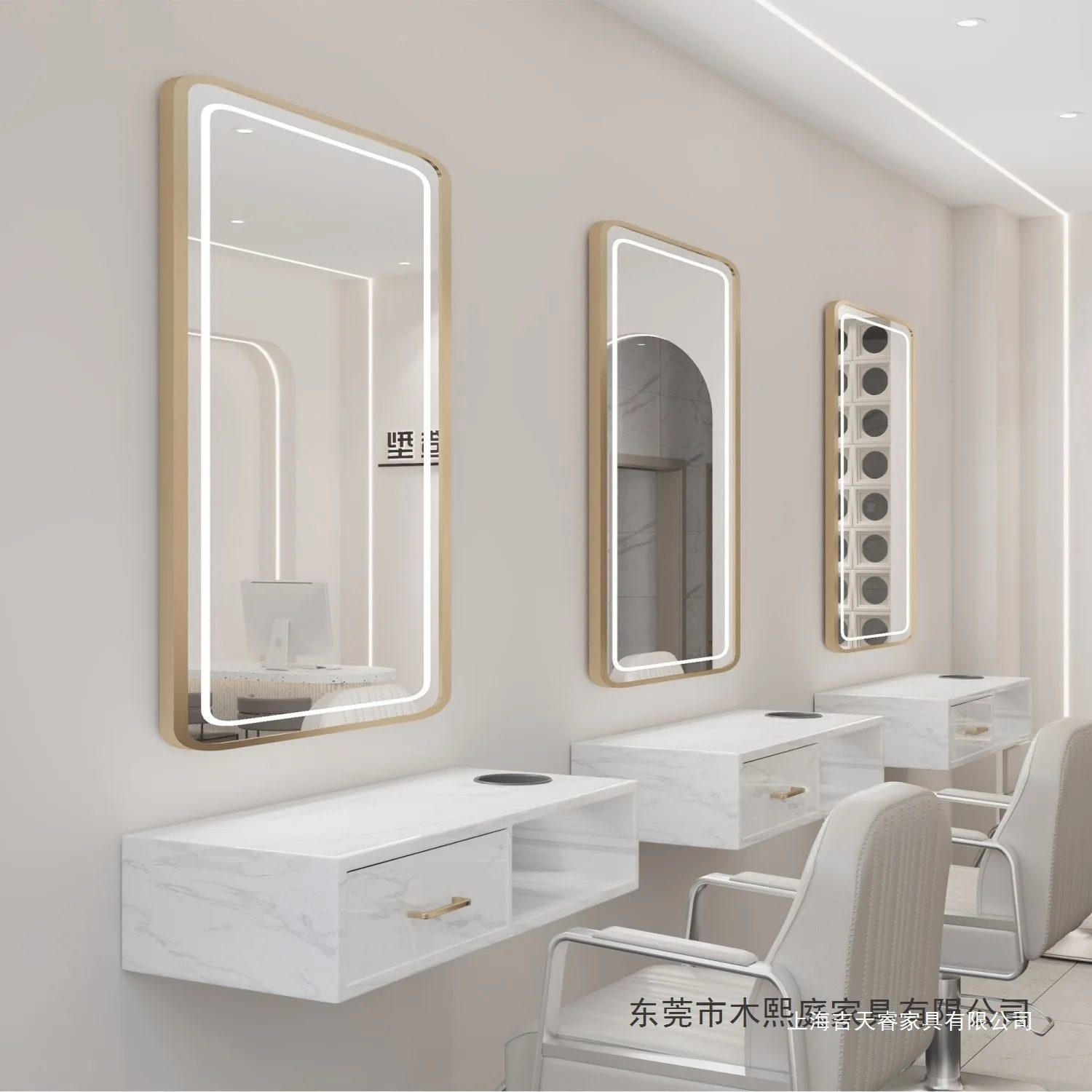 HYS hair salon special wall-mounted simple hairdressing touch hairdressing mirror barber shop mirror