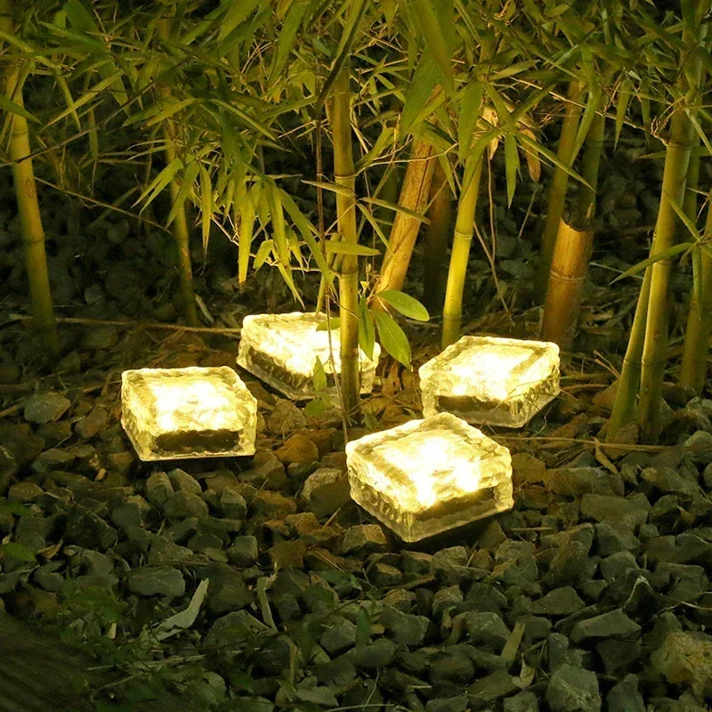 8PC Outdoor Waterproof Solar Lights Led Ice Cube Brick Lamp Stair Step Paver Lamp Yard Patio Lawn Garden Decoration Light