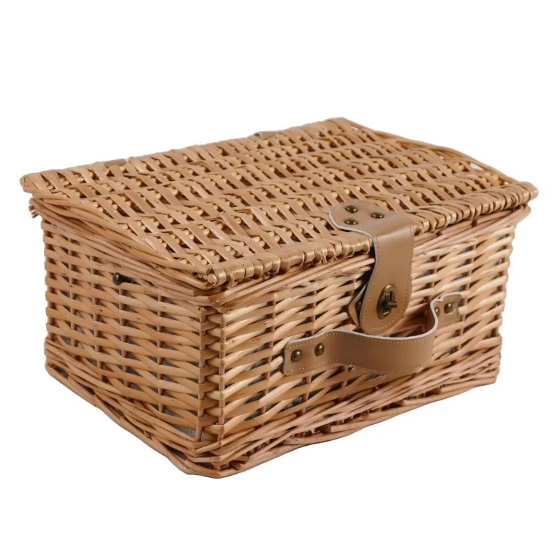Wicker Picnic Basket Set for 2 with Lining and Lid Handmade Basket Wicker Storage Picnic Basket Set for 2