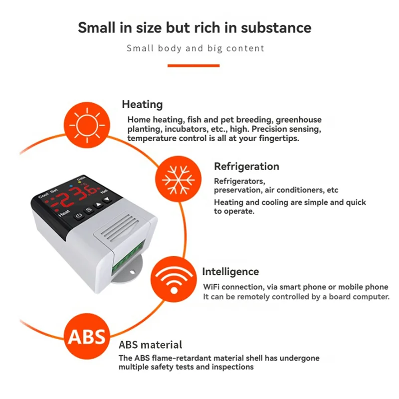 Termostato Wifi inteligente DTC1201 para acuario, CA 110V 220V con sensor NTC y control de aplicación móvil para automatización del hogar-[A51I]