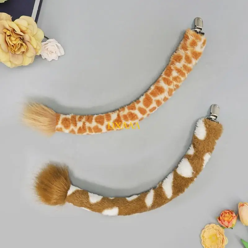 DXAA 동물 기린 의상 세트 어린이를위한 성인 기린 귀 머리띠 발 장갑 기린 꼬리 할로윈 코스프레 파티