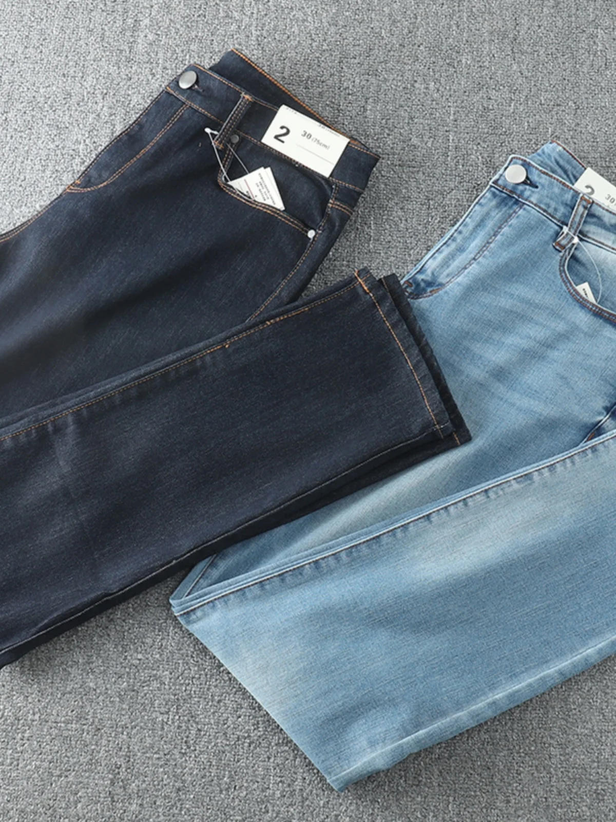 

Мужские джинсы Slim Fit прямого кроя, повседневные, городские, модные, с высокой талией, на молнии, молодежные, весенне-осенние, классические, синие