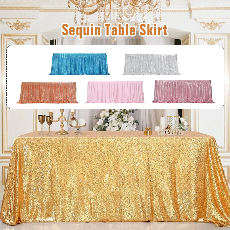 

Sequin Table Skirt Tables Glitter Flash Cloth Birthday Party Wedding Festival Christmas Decor Rectangle Glitter Table Skirts