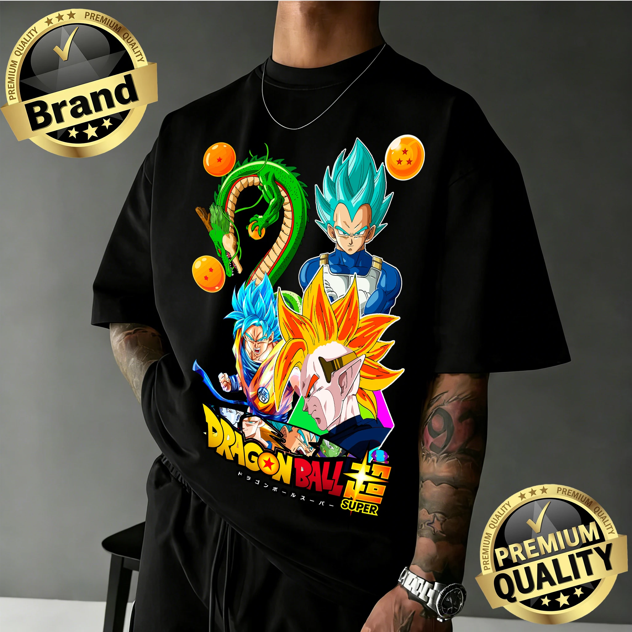 

2026 Summer New Arrival Dragon Ball Oversized Retro Anime T-shirt | Goku & Shenron Retro Graphic Print 100% Cotton Casual Tee