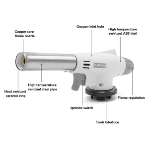 ولاعة غاز البوتان مع الاستخدام العكسي ، ولاعات غاز اللهب القابلة للتعديل ، رأس الإشعال ، شعلة النفخ ، طائرة المطبخ ، الشواء ، في الهواء الطلق أفضل 6 كتكوت مبيعا بالجلد - رقم 6