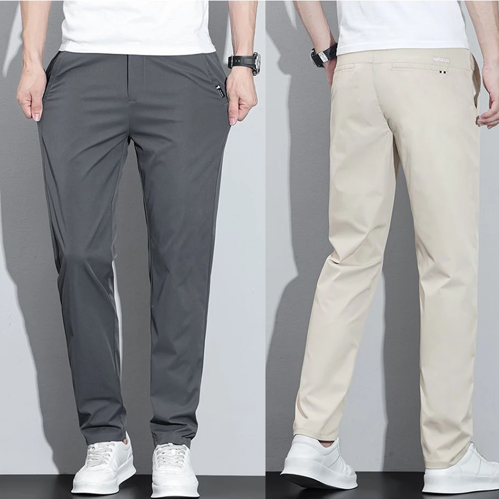2026 Spring Summer Ultra-thin Men's Stretch Slim Straight Casual Pants High Quality Fashion Breathable Golf Sports Trousers