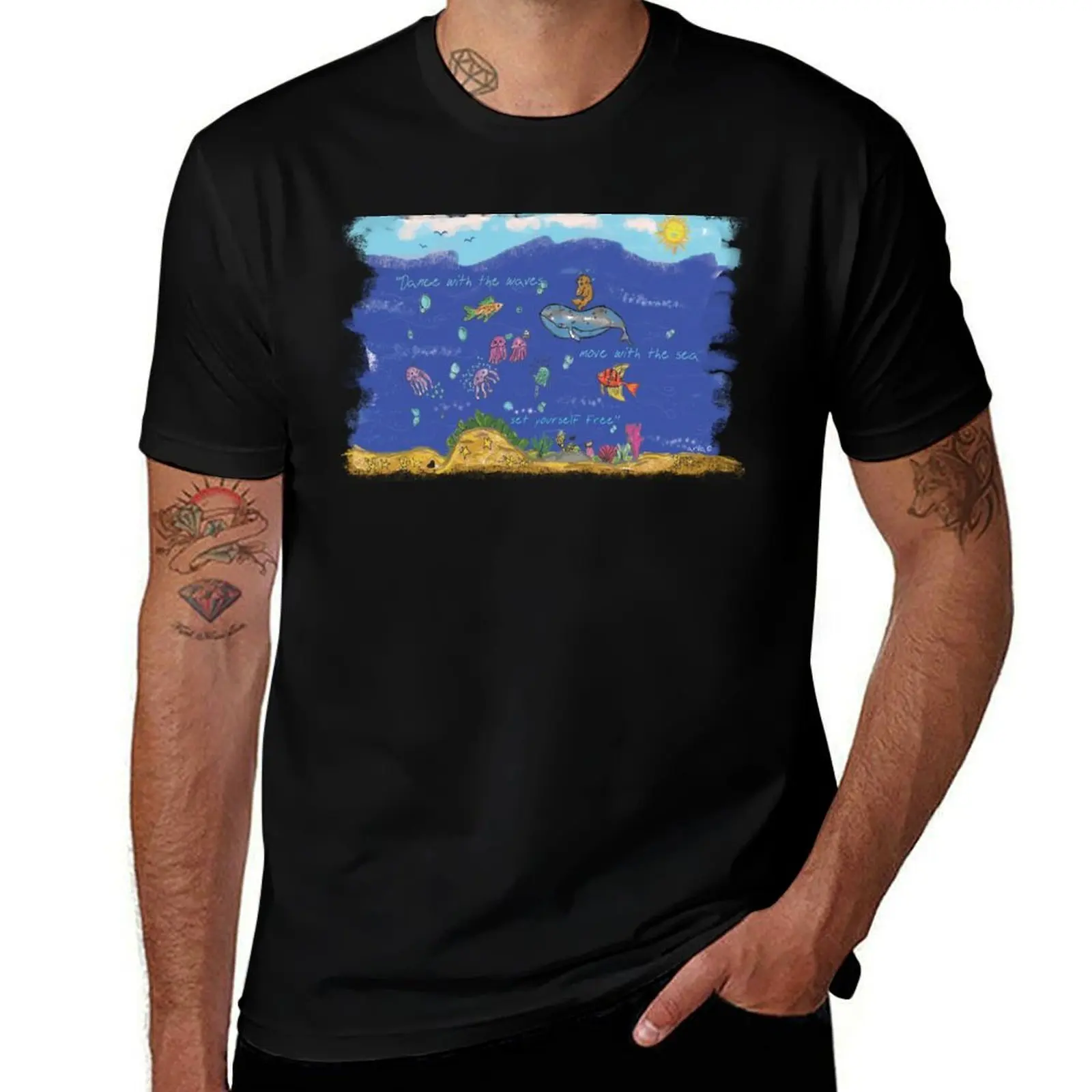Dance with the waves T-Shirt Basic Solid Color Short Sleeve Cotton Top
