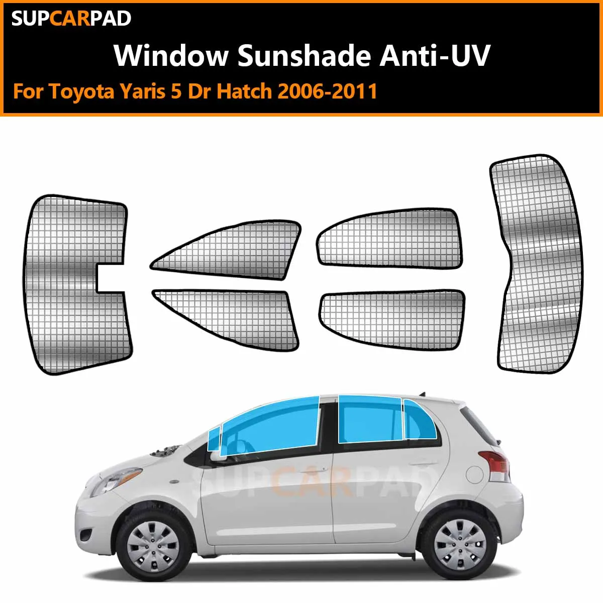 

For Toyota Yaris 5 Dr Hatch 2006-2011 Custom Car Window Sunshade Anti-UV Car Sun Window Visors Sunshade Covers Accessories