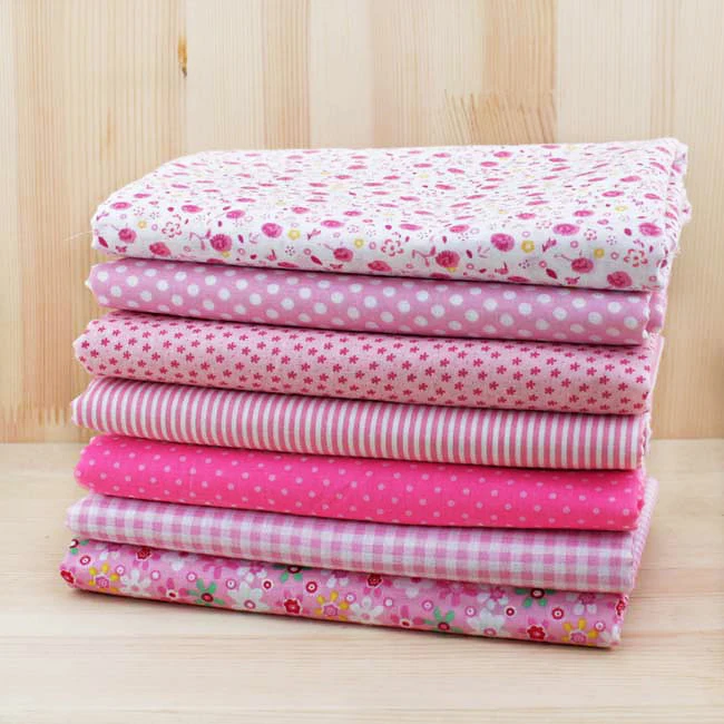 Plain Thin Patchwork Cotton Fabric, Floral Series, Quilt Charm, Quarters Bundle Sewing, 50cm x 48cm, 7Pcs image 5