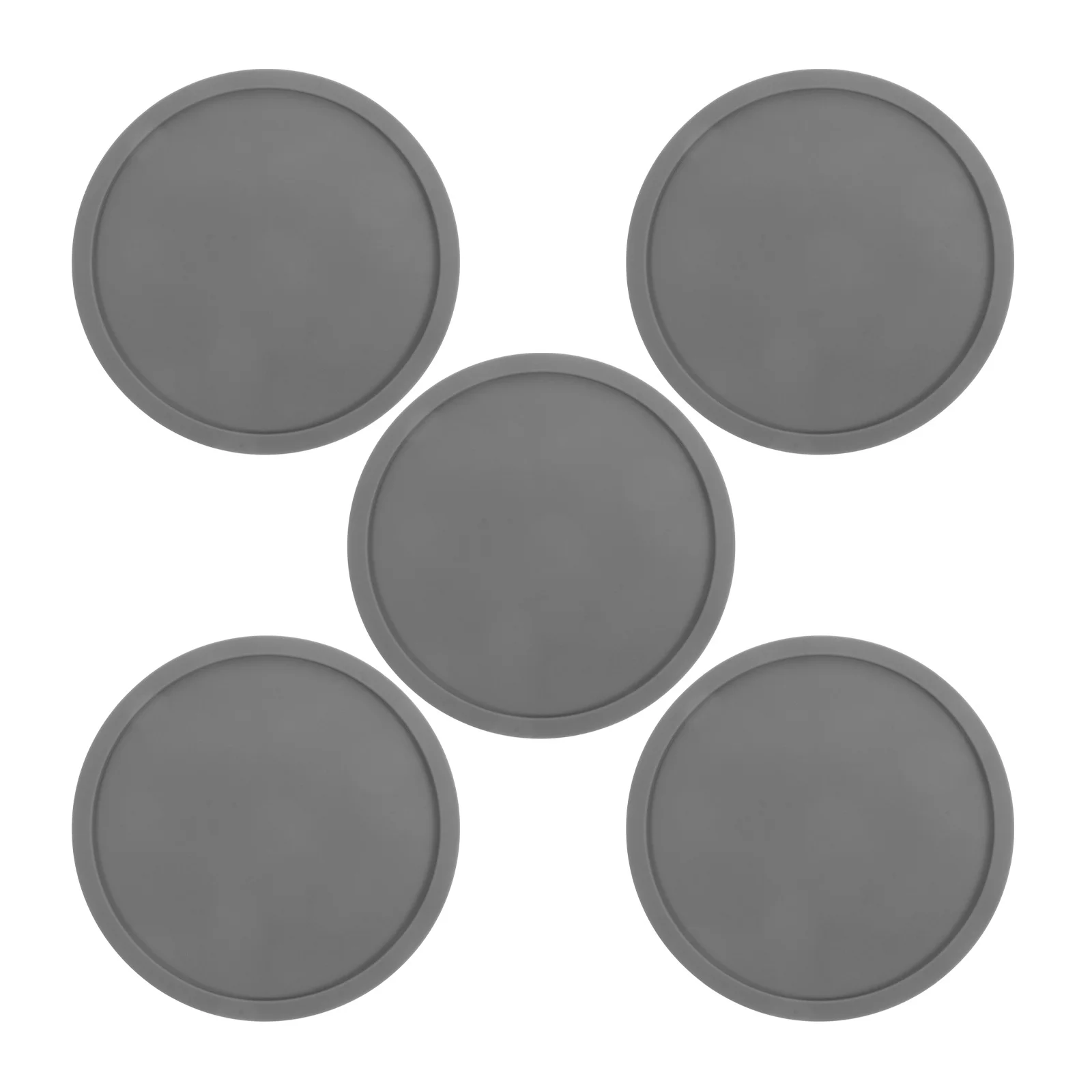 

5pcs Silicone Cup Coasters Thick Non-Slip Drink Mat Heat Resistant Mug Placemats For Home Kitchen Table Use Dark Grey