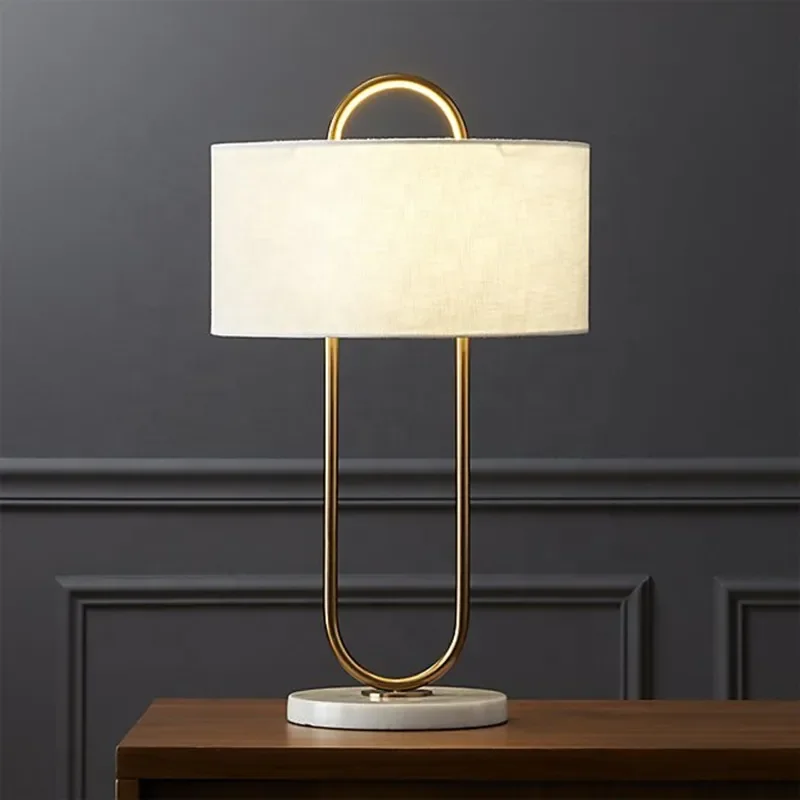 Modern Gold Table Lamp for Hotel Home Living Room Decoration Luxury LED Table Lamp Desk Light with White Lampshade bedroom light