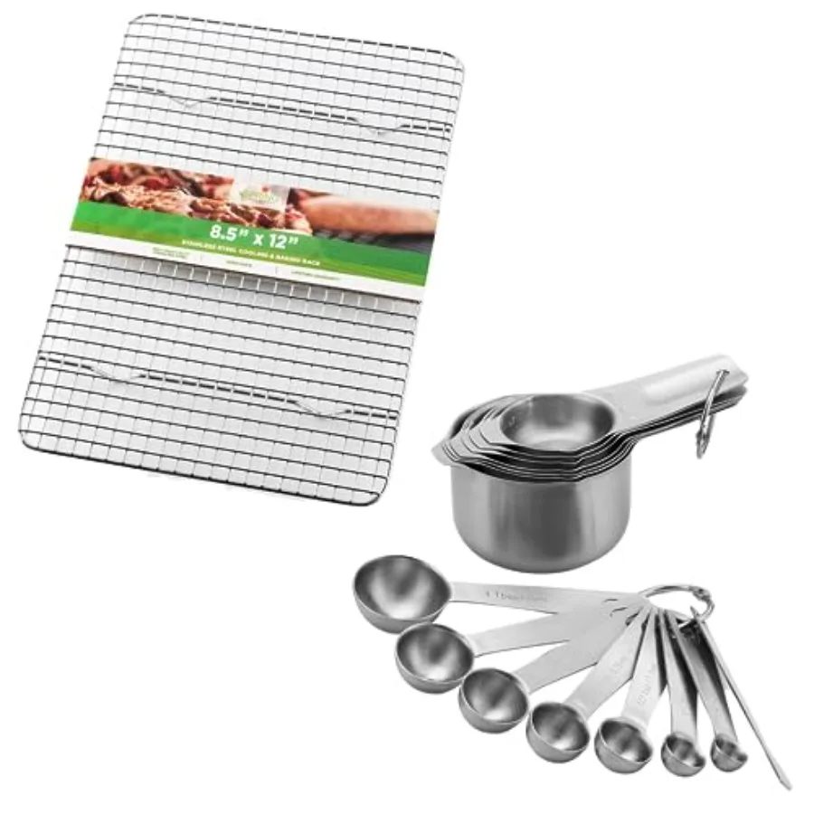 

Охлаждающая стойка из нержавеющей стали 8,5 x 12 дюймов, мерные чашки и ложки, набор из 15-2 комплектов продуктов