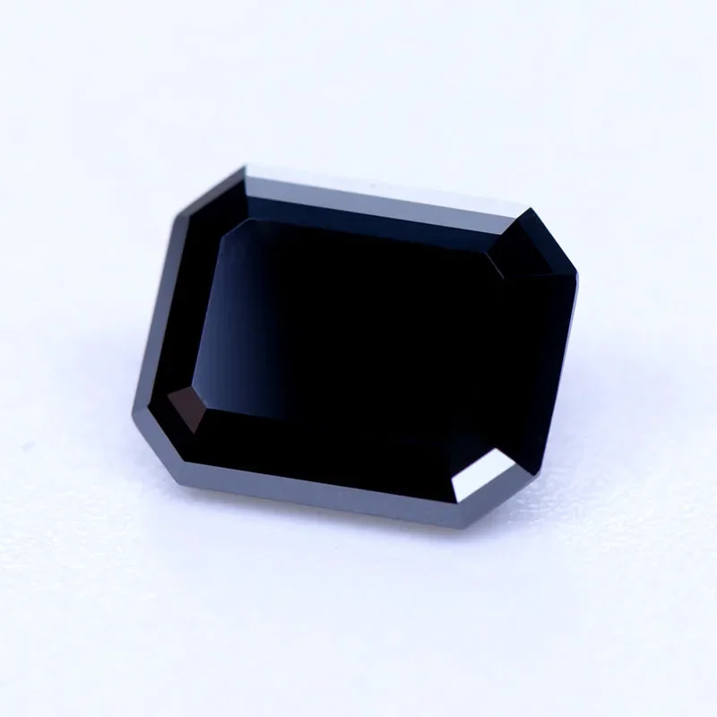 Moissanit-Stein, Smaragdschliff, natürliche schwarze Farbe, künstlicher Edelstein, DIY-Ring, Halskette, Ohrringe, Hauptmaterialien mit Zertifikat – Detail 3