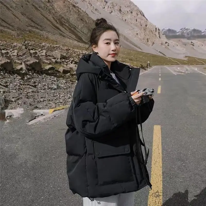 2023 Women Cotton-Padded Coat Parkas Winter  New Loose Short  Hooded Cotton Jacket Warm Mid-length Cotton Padded Coat Oversize