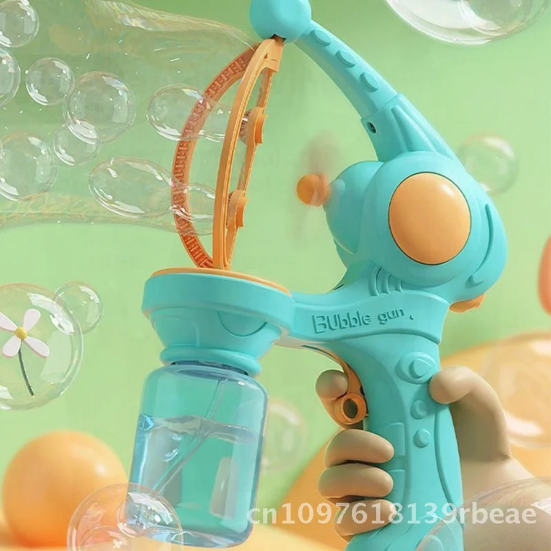 مسدس الفقاعات الكهربائية - آلة نفخ الفقاعات الأوتوماتيكية بمروحة مسامية لمشاهير الإنترنت للأطفال في الهواء الطلق لعبة الحديقة صندوق ألوان بلاستيكي #4