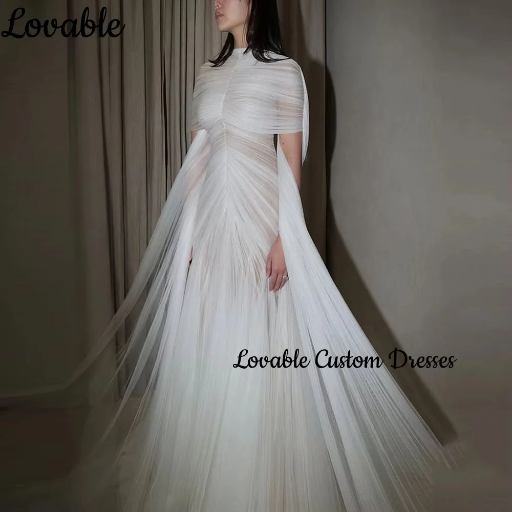 

Женские вечерние платья на заказ: А-силуэт, вырез-лодочка, короткие рукава, длина в пол, для выпускного вечера, свадьбы, вечеринки, с рюшами, на молнии