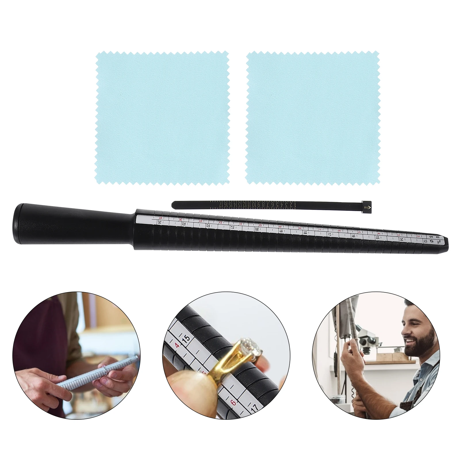 

2 Sets Size Measuring Belt Kit Ring Gauge Sizer For Wedding Finger Us Size Precision Scale Portable Ring Mandrel Ruler Jewelry