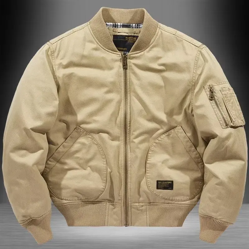Japanese Retro Loose Bomber Jacket Men Hooded Cotton Blend Winter Coat Plus Size Casual Couple Outerwear