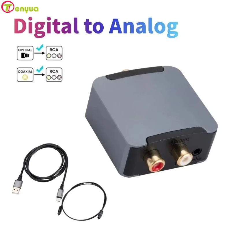 2025 Digital to Analog Converter DAC Audio Optical Toslink SPDIF Coaxial Input to L/R RCA 3.5mm Jack Headphone Amplifier Output