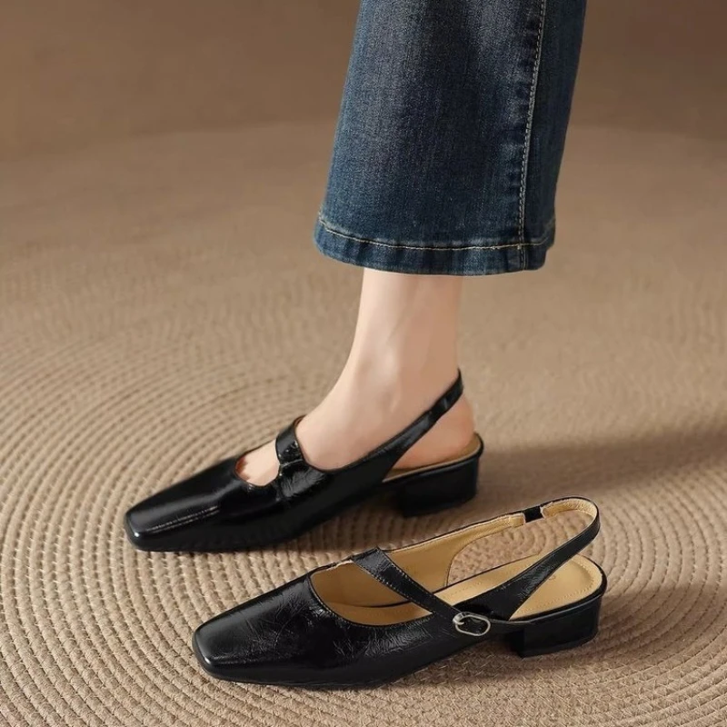 2026 New Sapatos Femininas Women Cute  Leather Spring Office Square Heel Shoes Lady Fashion Pumps Zapatos De Mujer